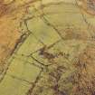 Oblique aerial view of Toft Knowes centred on the remains of a settlement with the remains of a field-system, rig and pens adjacent, taken from the ESE. Digital image of D/24582/CN.