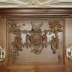 Interior, principal floor, dining-room, detail of carved wooden panel above fireplace.
Digital image of D 41636/cn