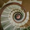 Spiral servants' staircase, view looking down centre of spiral in Paxton House, Berwickshire.
