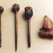 View of bone pins from excavations by Brian Hope-Taylor. 