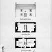 Ground and first floor plans, SE elevation (reconstructed) of Old Auchentroig.