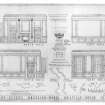 Digital image of pencil drawing of Lady Leven's dressing room- panelling on N, S, E and W walls and details of cornice, pilaster and pedestal; fireplace and door mouldings, chair rails and room base.
Signed 'Stanislaw Tyrowitz S.A.R.P.'.