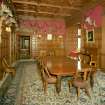 Interior. Ground floor view of dining room from West showing original furnishings, fittings and stags heads installed for the Earls of Fife looking through the smoking room, entrance hall and into the drawing room
Digital image of D/11007/cn