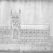 Photographic copy of drawing showing elevation of church
Digital image of C 45175 p