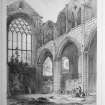 Edinburgh, Holyrood Abbey, Abbey Court House.
Drawing showing ruins.