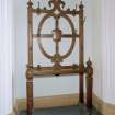 Digital image of interior, ground floor, main entrance hall, detail of coat stand with initials JD.