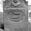 St Vigeans Churchyard.
Headstone with spink-boat, 1805.