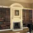 Ground floor, library, interior view of fireplace and overmantle at south end
Digital image of D 79577 CN