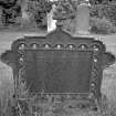 Dunbarney Parish Church and Graveyard
View of cast iron grave marker.
Insc: 'Robert Christie'.
Digital image of A 9290.