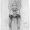 Design of decorative carved angel holding chalice and cross motif from reredos.
Scanned image of E 13895.