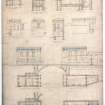 Plans, sections and elevations of E and W lodges.
Signed: 'Thomas Hamilton, 41 York Place'