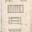 Section T-U, R-S, N-O, west elevation and details of hall ceiling.
Signed: 'Thomas Hamilton, 41 York Place'