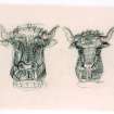 Preliminary sketch of bull's head for Bilsland Crest. St Giles Cathedral, Edinburgh.