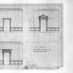 Section showing alternative surrounds for drawing room doors.
Scanned image of E 42439.