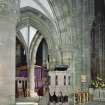 Interior.
View of pulpit and archways at junction of nave, aisle and NW transept.