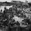 View of women gutting herrings, Peterhead harbour.