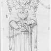 Design of decorative carved angel holding chalice and cross motif from reredos.
Scanned image of E 13890.