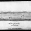 Scanned image of a drawing of a landscape entitled: 'Pentland Firth & Stroma', from David Nicolson's sketchbook. Brother of John Nicolson.