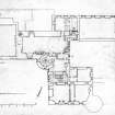 Scanned image of drawing showing plan of second floor.