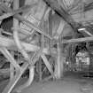 Newtongrange, Lady Victoria Colliery, Dense Medium Plant
Interior view from SW at first-floor level, showing bottom half of agitating vessels situated at the top of the building