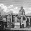 Scanned image of engraving showing view of St Giles from South from Scots Magazine
Insc. "St. Giles Church from the Parliament Close.  For the Scots Mag.&Edinr.Lity.Miscy. Pub.by A.Constable & Co. 1 July 1810."