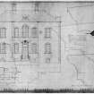 Scanned image of drawing showing elevation, and details.