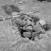 View of postholes in the gable end trench of timber hall A.