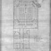 Scanned image of drawing showing ground floor plan with annotations showing use of space and seating areas.
Title: 'No2 Design for Synod Hall & Offices  Of  The United Secession Church.'
Insc: 'D'. 
