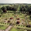 Drummond Castle. View of central section of formal garden from parapet of keep.