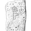 Digital copy of drawing of cup-marked and symbol-inscribed stone.