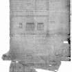 Scanned image of photographic copy of drawing showing designs for vestry, elevation & block plan.