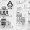 Scanned image of page from 'The Builder' showing elevations, sections and details.
Titled: 'The Builder, May 15, 1897  U.P. Church St. Vincent St. Glasgow Measured and drawn by Mr G. A. Paterson (Alexander Thomson Travelling Studentship)'.
