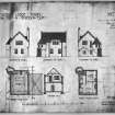 Drawing showing plans, elevations and section of house for Fred N Henderson.