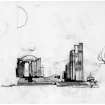 Sketch  elevation of proposed design for the British pavilion at Expo '67.
