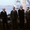 Visit by Prime Minister, the Rt. Hon. Harold McMillan with (left to right) Mr J R Dixon, Chairman of the A.D.C Bridge Co., Mr J A K Hamilton, Resident Engineer for Mott, Hay and Anderson, and Sir Hubert Shirley-Smith, Site Agent for the A.D.C. Bridge Co.
Copy of original 35mm colour transparency
Survey of Private Collection