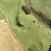 Oblique aerial view of Peel of Fichlie centred on the remains of a motte-and-bailey castle, taken from the WNW.