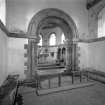 Sanday (Small Isles), Roman Catholic Church of St Edward the Confessor. Interior view of chancel and chancel arch.