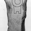 Pictish symbol stone at Kintradwell. 
From J Stuart, The Sculptured Stones of Scotland, vol. ii, plate civ.
Digital copy of detail of D8768.