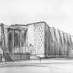 England, Coventry, Coventry Cathedral.
Sketch perspective.

