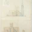 Coventry Cathedral Competition.
Photographic copy of presentation drawings of East and West elevations and site plan.
Insc: 'Leslie Grahame-Thomson R.S.A. F.R.I.B.A. F.R.I.A.S., 6 Ainslie Place, Edinburgh.'