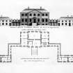 Bute, Rothesay, Mount Stuart.
Photographic copy of Principal Floor Plan and Elevation.