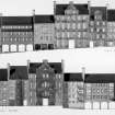 Scanned image of drawing showing N and S elevations of redevelopment at Chessel's Court.