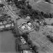 Scanned copy of oblique aerial view centred on the jail, burial ground and The Hermitage, taken from the WSW.