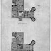 Scanned image of drawing showing ground and first floor plans with additions for M K Angelo.