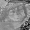 Oblique aerial view centred on the cropmarks of an enclosure, roundhouses, a possible four poster stone circle, possible souterrains, pits and rig at Pitcarry, looking to the ESE.