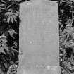 Digital copy of photograph of headstone commemorating:
1. John Burns, died 1921
2. Hugh Burns, died 1918
3. Janet Burns, died 1904
4. Jesse Hanlon, died 1920
5. John Melrose Burns, died 1962
6. Isabella Steele, died 1969

Survey no. 1