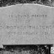 Digital copy of photograph of headstone commemorating Dorothea Thatcher, died 1921.
Survey no. 5