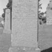 Digital copy of photograph of headstone commemorating Thomas Ferrier(?), died 1921, Isabella M Roes, died 1898,  and Margaret (?), died 1981.
Survey no. 33
