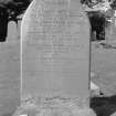 Digital copy of photograph of headstone commemorating Hugh Watt, d.1871, his wife Agnes Darge, d.1972, John Watt, their son, d.1831, Agnes, their daughter, d.1871, their son John Darge Watt, d.1914 and his wife Barbara Horsburgh, d.1939.
Survey no. 57
