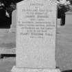 Digital copy of photograph of headstone commemorating James Dobson, d.1924 and his wife Mary dickson Hall, d.1924.
Survey no. 63
